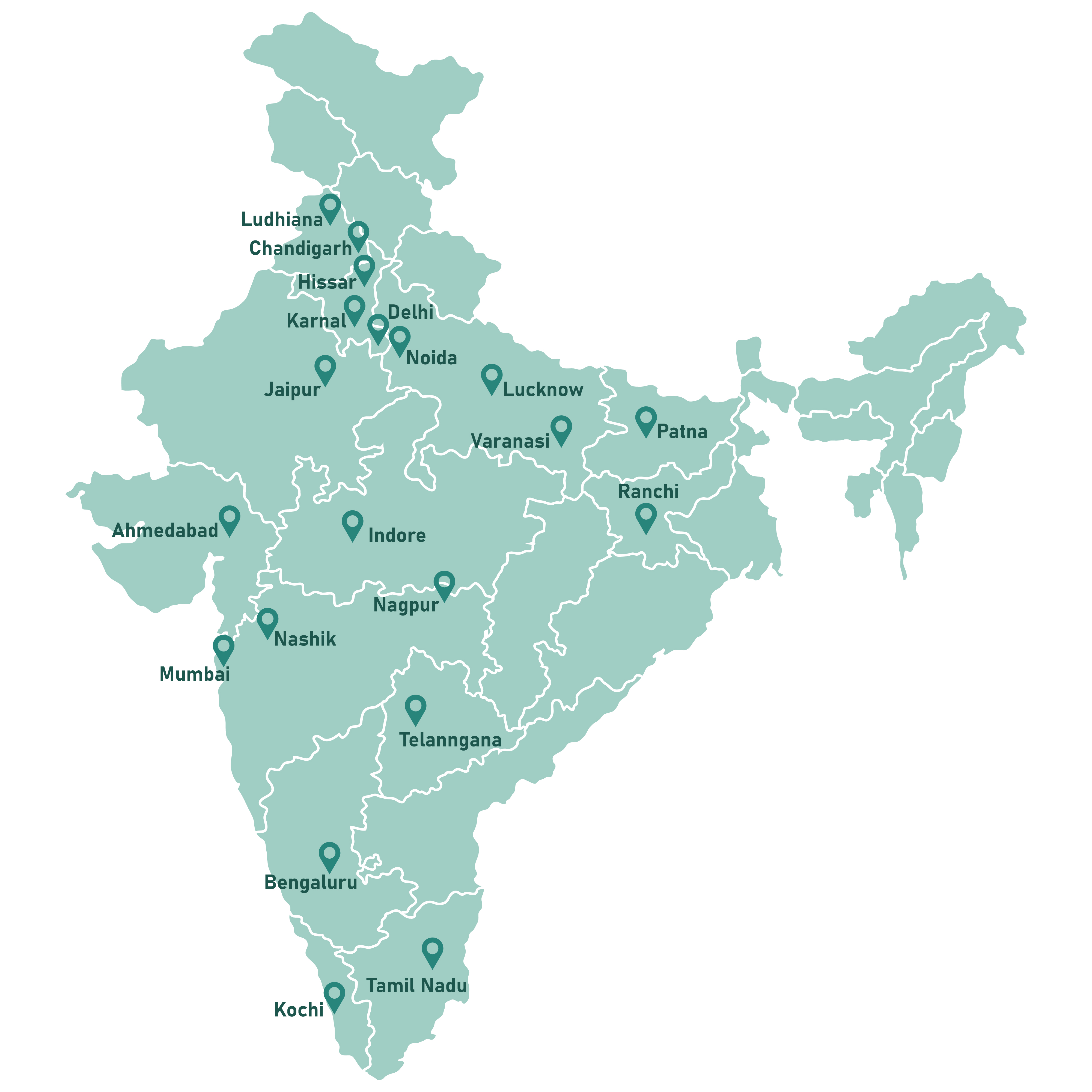 Map for Dr. Seibert's products and services in India