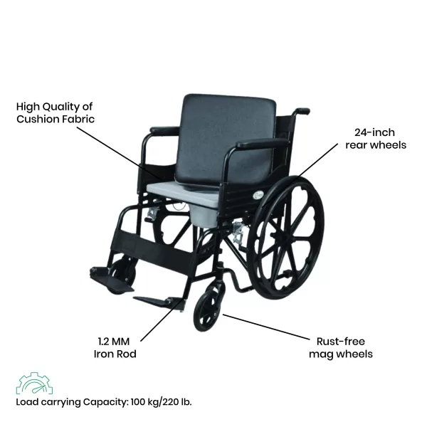 Wheelchair with Regular Commode (Mag Wheel)